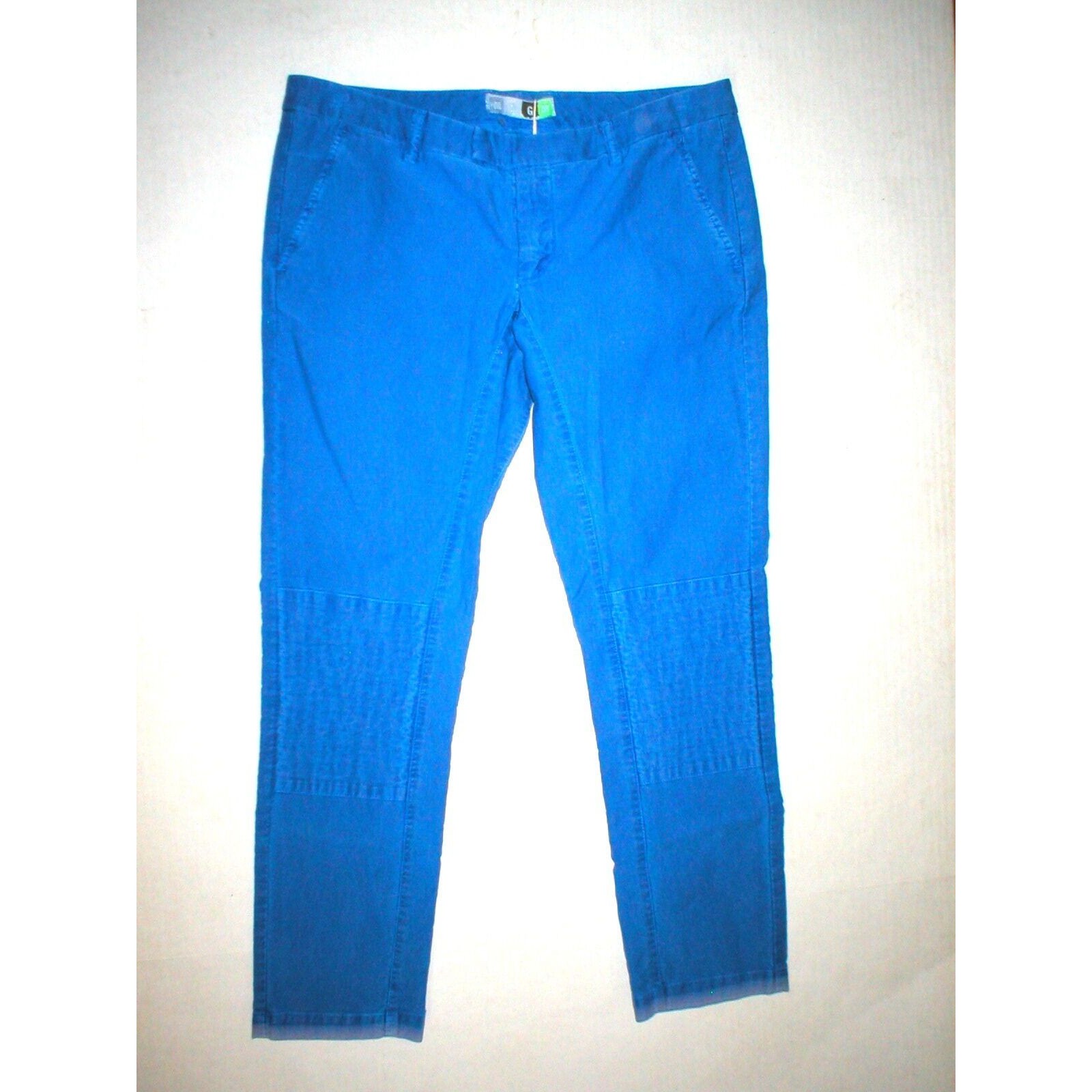 New Nwt Designer Msgm Skinny Moto Pants Blue Italy 42 Womens 6 Crop Flat Front